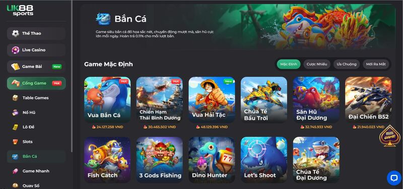 Tổng quan về sảnh game bắn cá tại UK88 Tổng quan về sảnh game bắn cá tại UK88