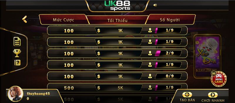 Sảnh game Xóc đĩa tại nhà cái UK88 được đánh giá cao Sảnh game Xóc đĩa tại nhà cái UK88 được đánh giá cao